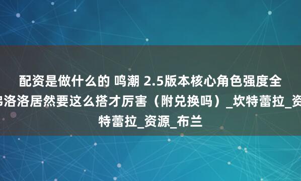 配资是做什么的 鸣潮 2.5版本核心角色强度全解析：弗洛洛居然要这么搭才厉害（附兑换吗）_坎特蕾拉_资源_布兰