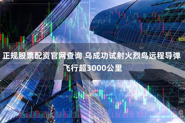 正规股票配资官网查询 乌成功试射火烈鸟远程导弹 飞行超3000公里