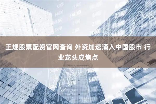 正规股票配资官网查询 外资加速涌入中国股市 行业龙头成焦点