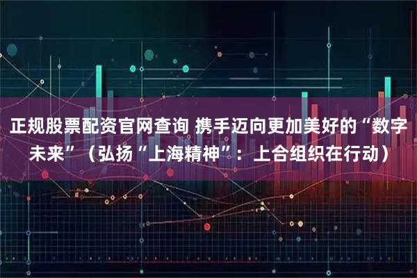 正规股票配资官网查询 携手迈向更加美好的“数字未来”（弘扬“上海精神”：上合组织在行动）